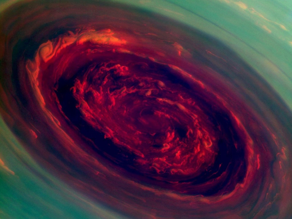 A hurricane at Saturn's north pole